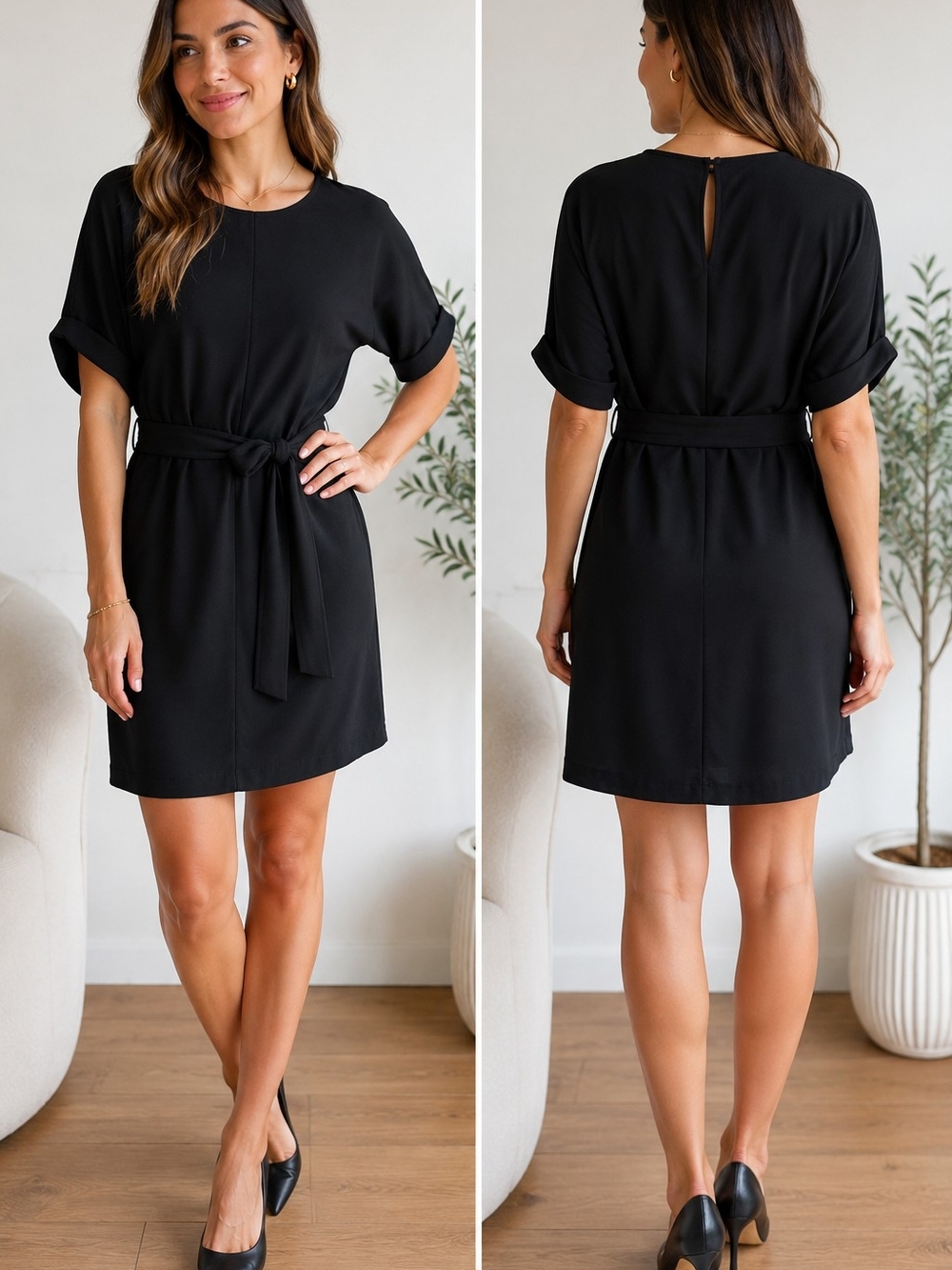 RW&CO Black Belted Shift Dress – XS/TP